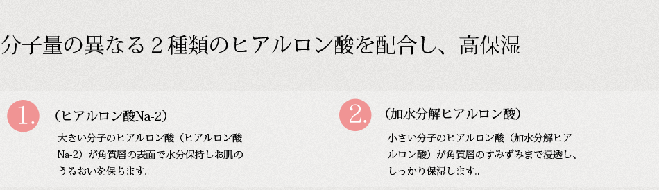 分子量の異なるヒアルロン酸